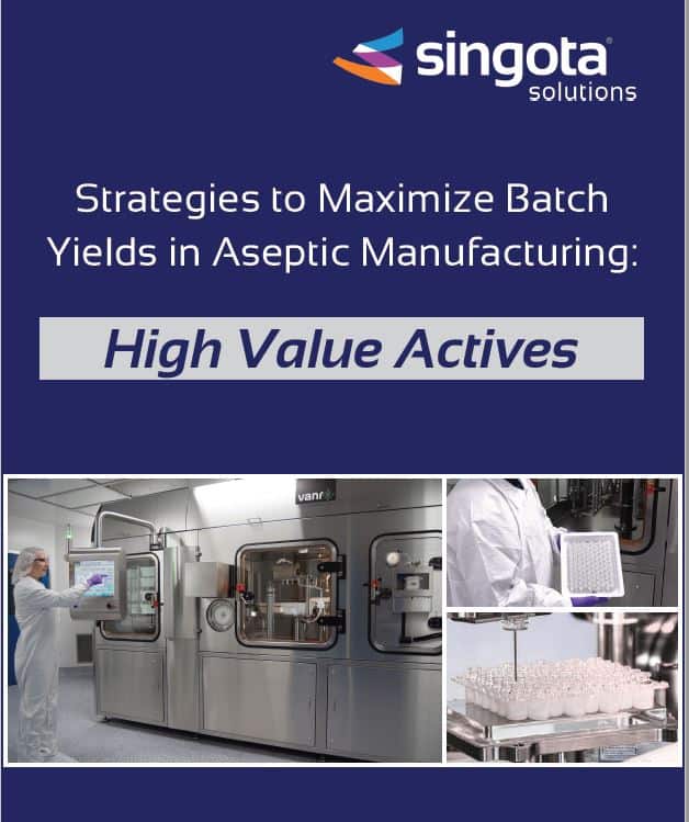 Singota Solutions Aseptic Filling CDMO(Bloomington, Indiana) discusses Strategies to Maximize Batch Yields in Aseptic Manufacturing: High Value Actives. Singota specializes in drug development, formulation development, small batch aseptic filler, aseptic manufacturing solutions, cold chain pharmaceutical storage, gmp compliant warehouse, and injectable formulation development.